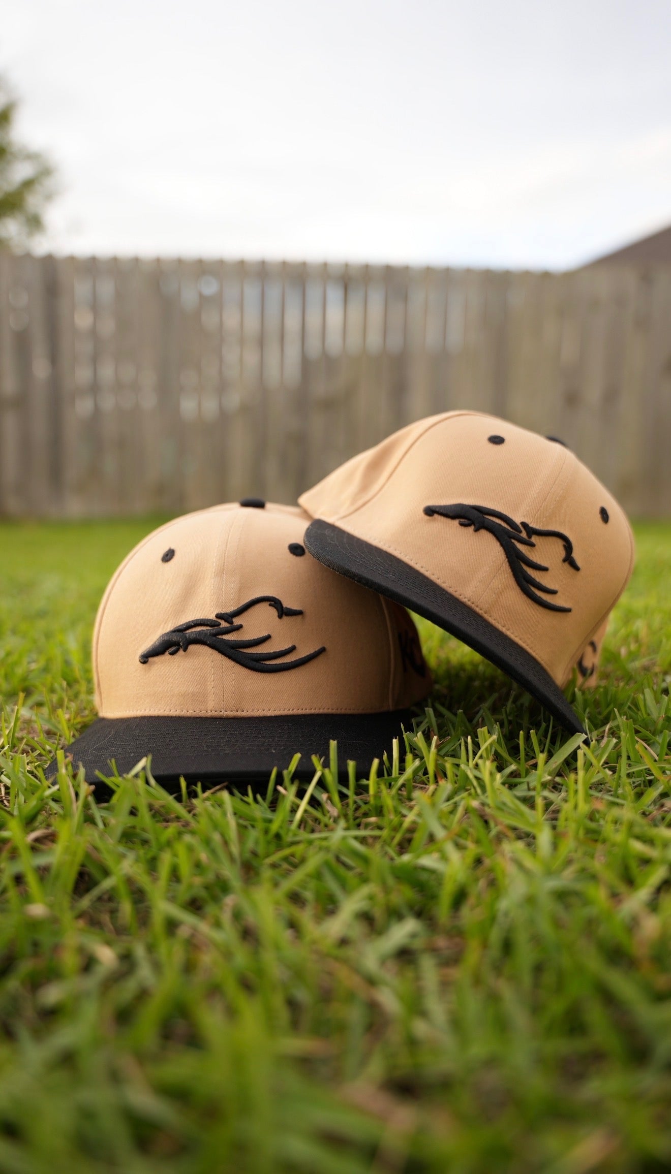 Khaki/Black 6 Panel Hat