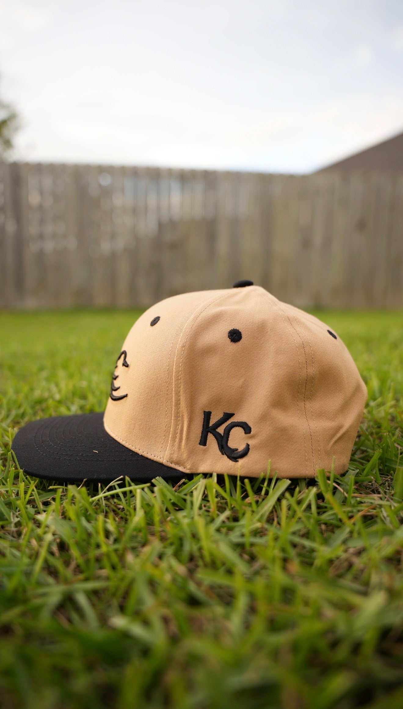 Khaki/Black 6 Panel Hat