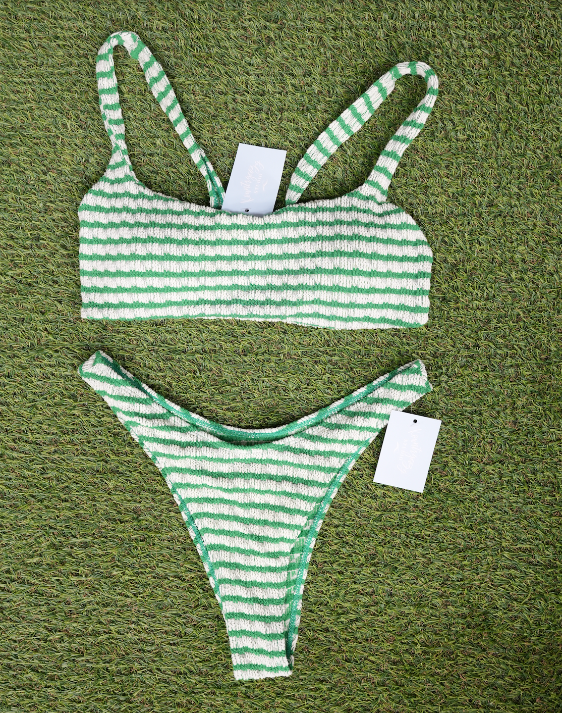 Green Stripe Bikini Set