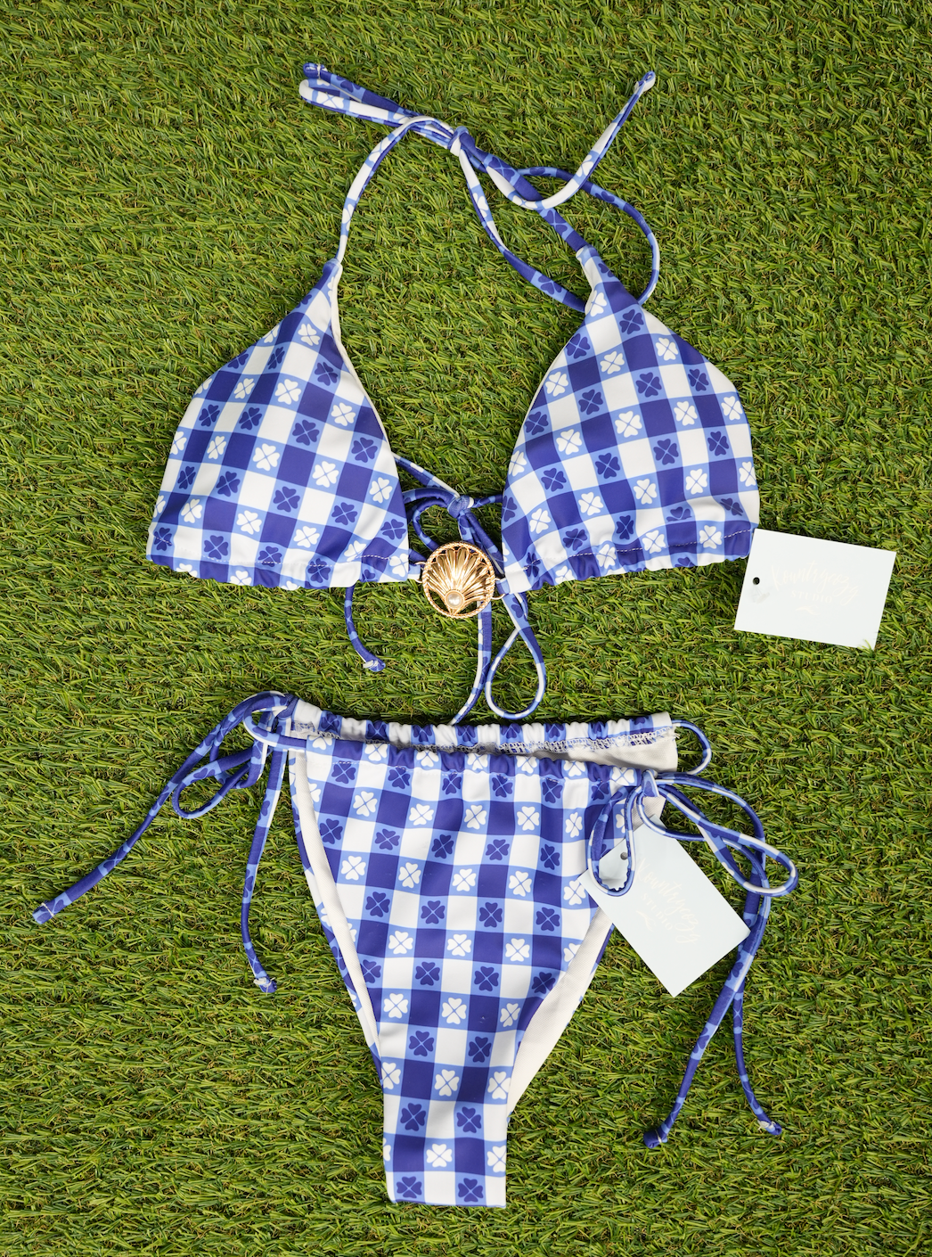 Checkered Blue Bikini Set