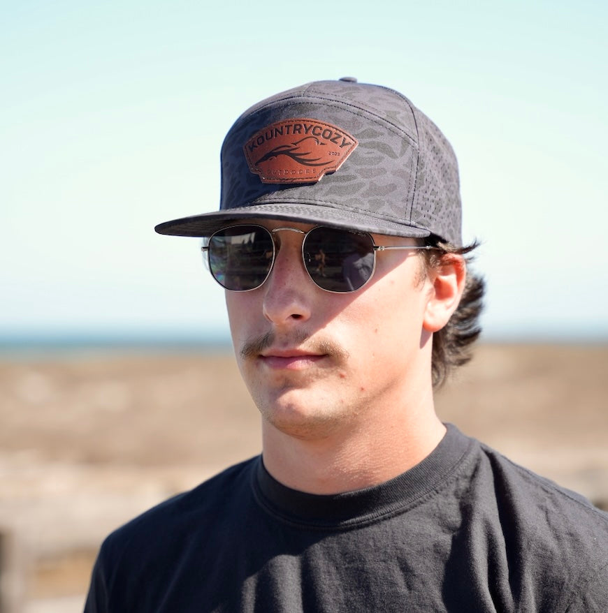 Black Camo Leather Patch Hat