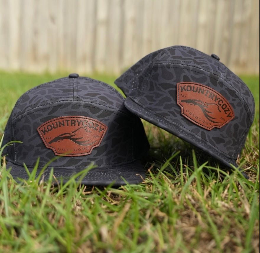 Black Camo Leather Patch Hat